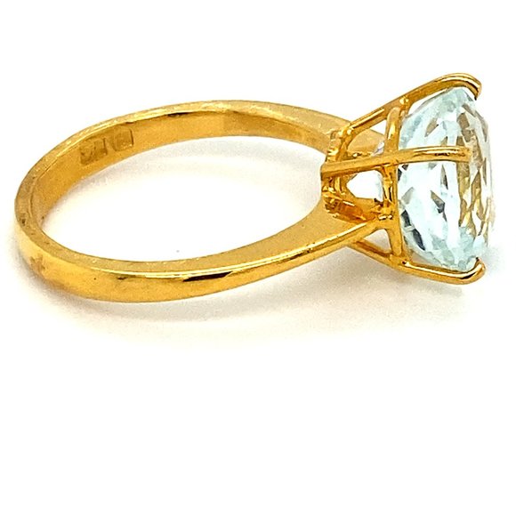 Aquamarine 4.50ct Solid 22K Yellow Gold Ring - Picture 3 of 6